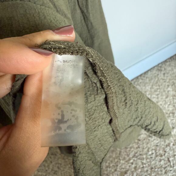 Calvin Klein Womens Dress Medium Green Flutter Sleeve Gauze Cottagecore Peasant - Picture 6 of 8